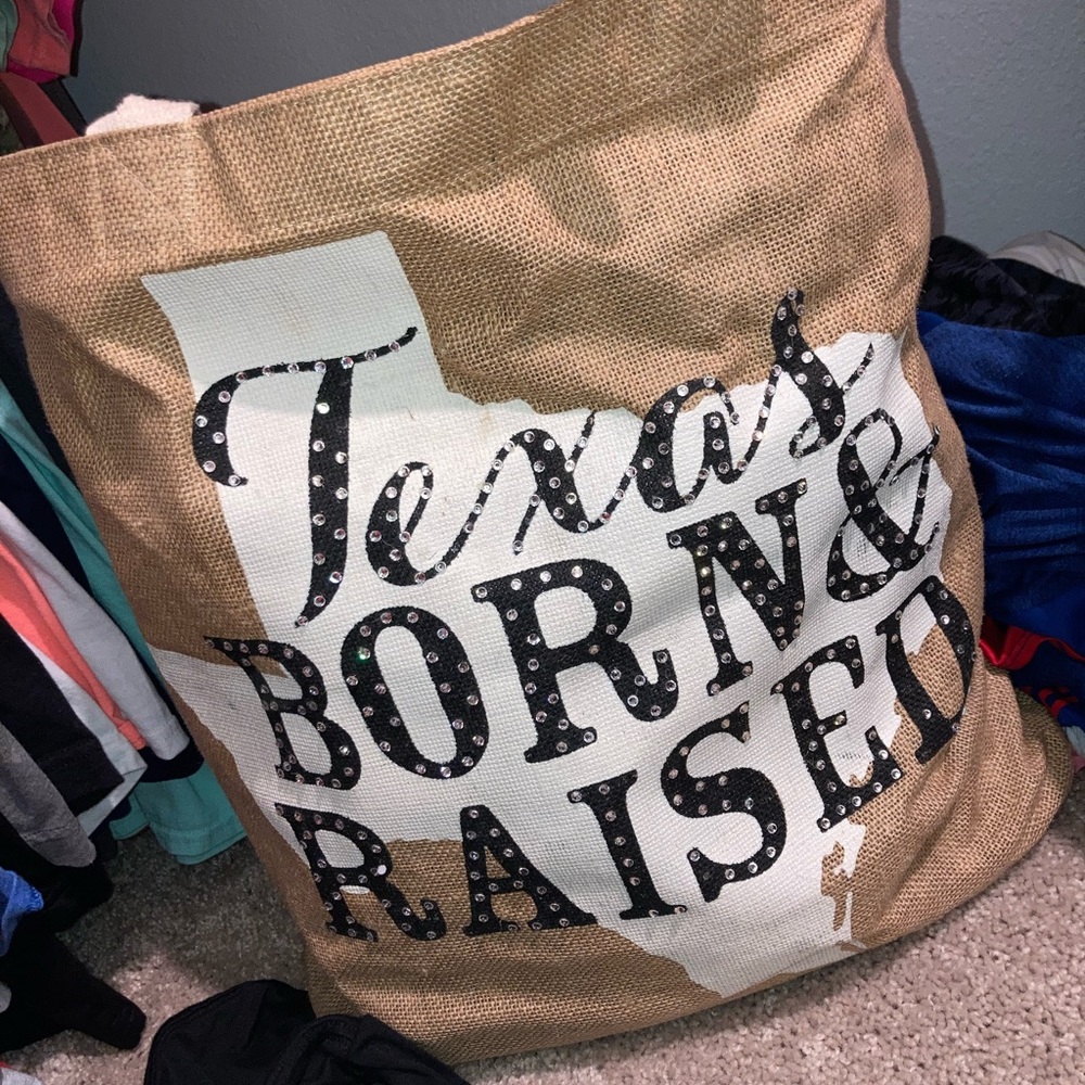 Burlap tote bag with bling